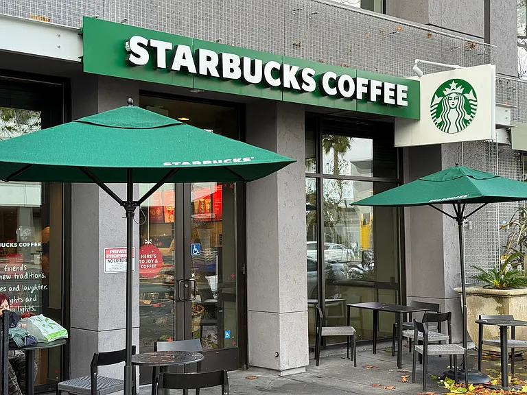 A convenient Starbucks located right at the entrance.