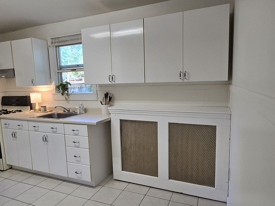 The eat-in kitchen is large with full size appliances. The range/stove is gas. There is a garbage disposal.