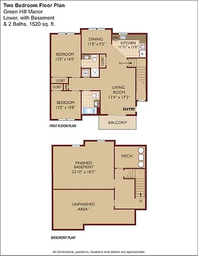 Floor plan $1.84/sq.ft. - Two Bedroom with Basement