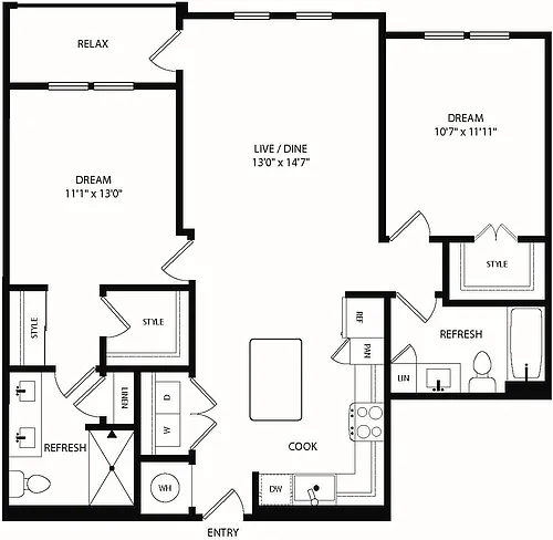 Floor plan B1-E - 2x2