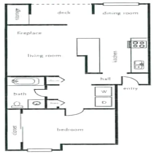 Floor plan 1 Bedroom / 1.0 Bath