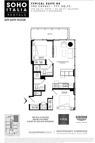 Floor plan The Cavali 2 Bed 2 Bath