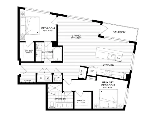Floor plan 2 Bed/2 Bath-B6