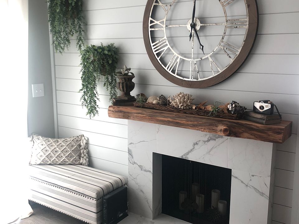Shiplap & Marble Fireplace