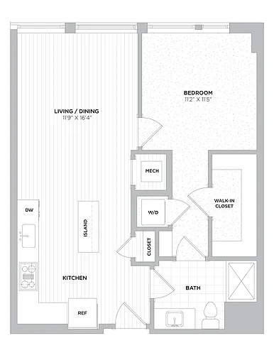 Floor plan 1 Bed/1 Bath-A5