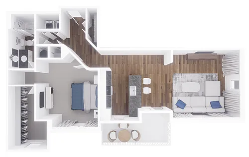 Floor plan 1x1 996 sqft