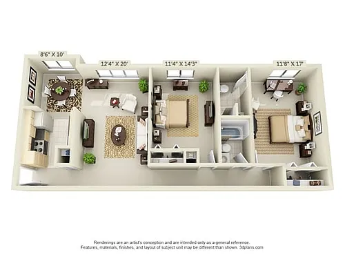 Floor plan Plan E 2 Bed 2 Bath
