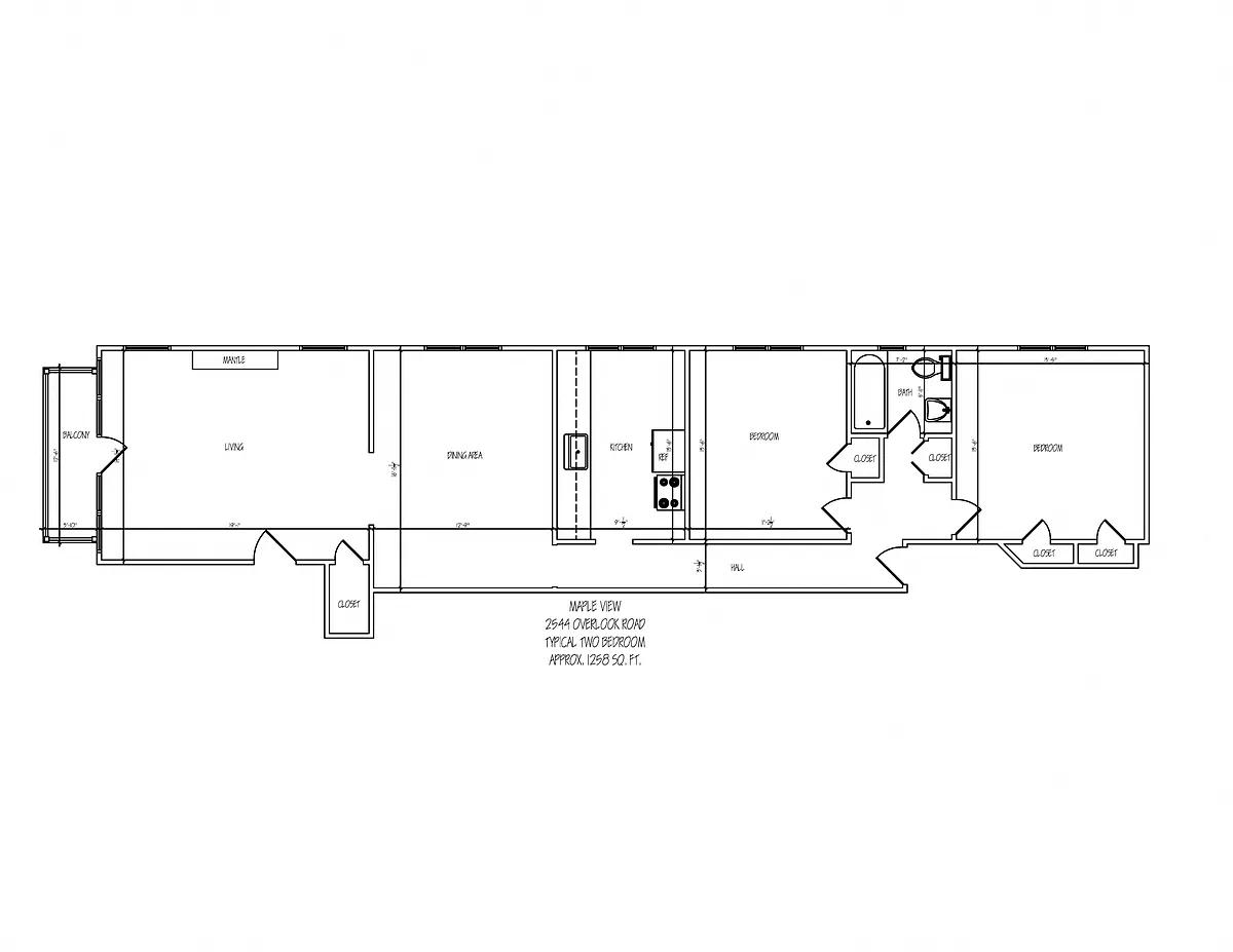 Floor plan 2 Bedroom 1 Bath