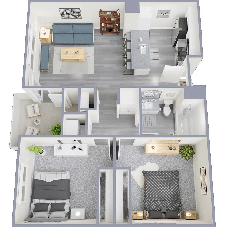 Floor plan 2 Bed 1 Bath