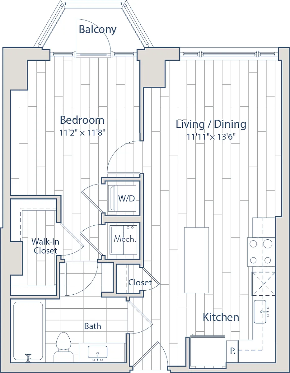 Floor plan 1 Bed/1 Bath-C7-A2