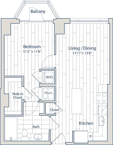 Floor plan 1 Bed/1 Bath-C7-A2