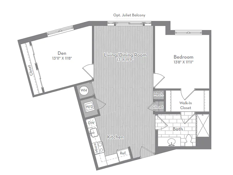 Floor plan B2 - One Bedroom with Den