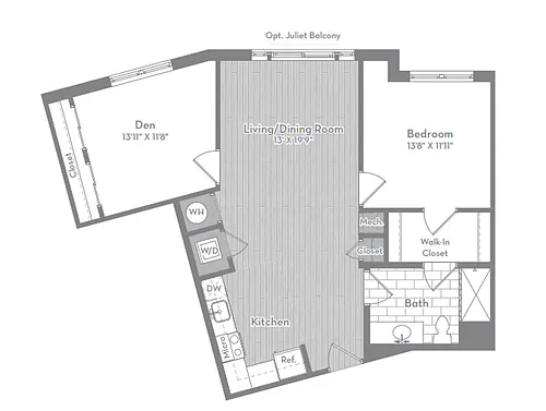 Floor plan B2 - One Bedroom with Den