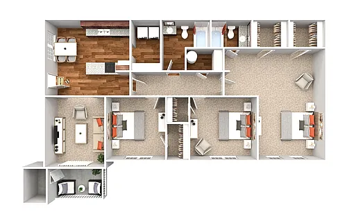 Floor plan 3 Bedroom 2 Bath