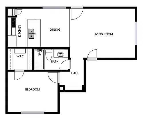Floor plan 1-Bedroom 1 Bathroom - LARGE A3