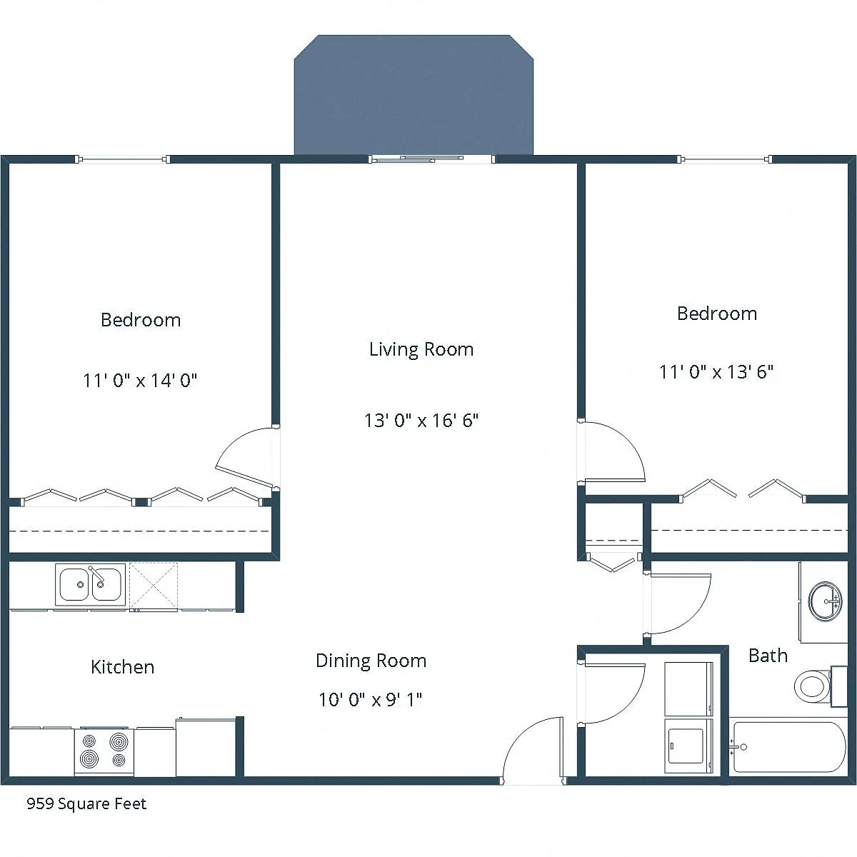 Floor plan Two Bedroom 21A