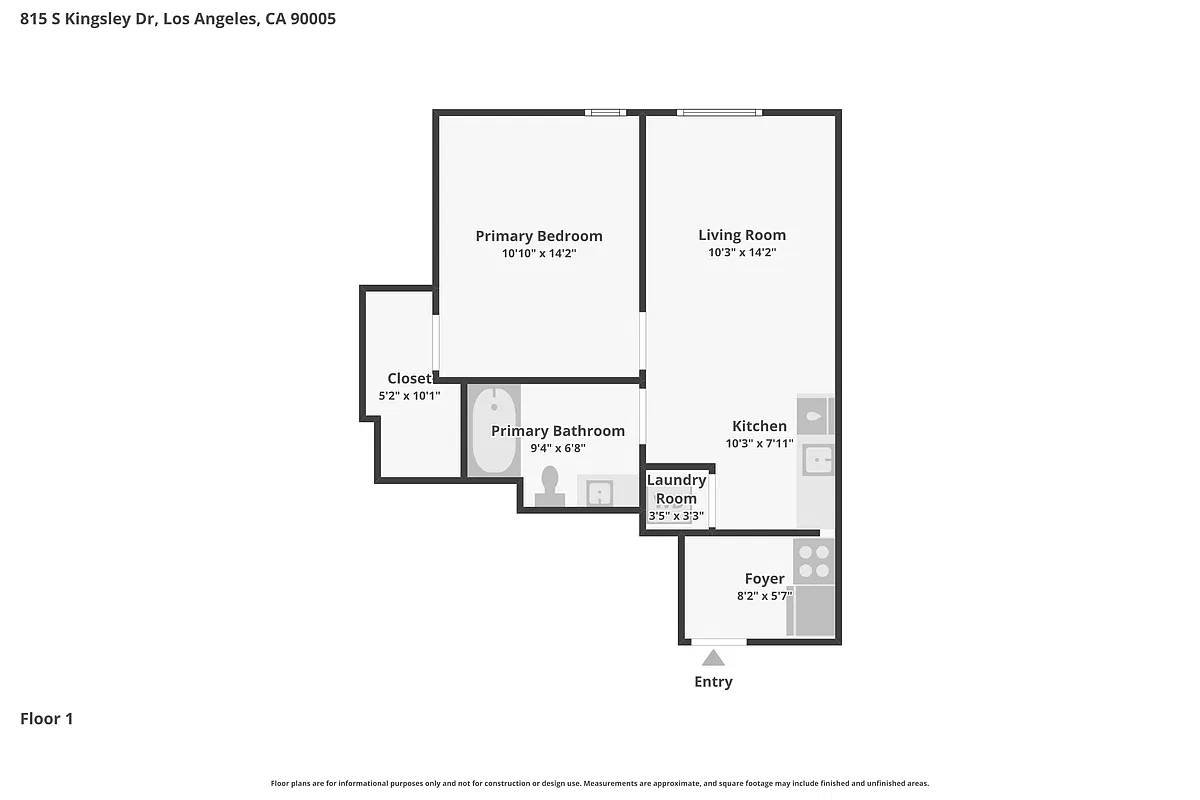 Floor plan 1 Bed 1 Bath