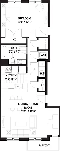 Floor plan Villas One Bedroom with Patio