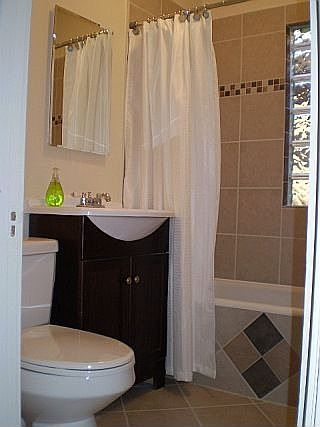 Remodeled bath with custom tile work