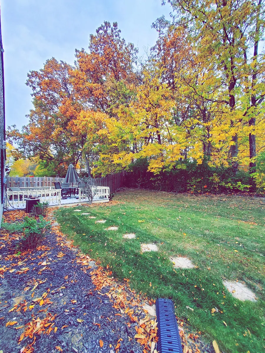The back of the home. Where the walking path leads to the large deck off the primary's bedroom. - 9227 Crossing Dr