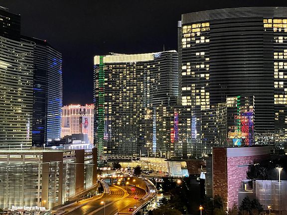 night view of city center from balcony
