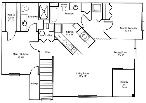 Floor plan 2 Bedroom 2nd Floor