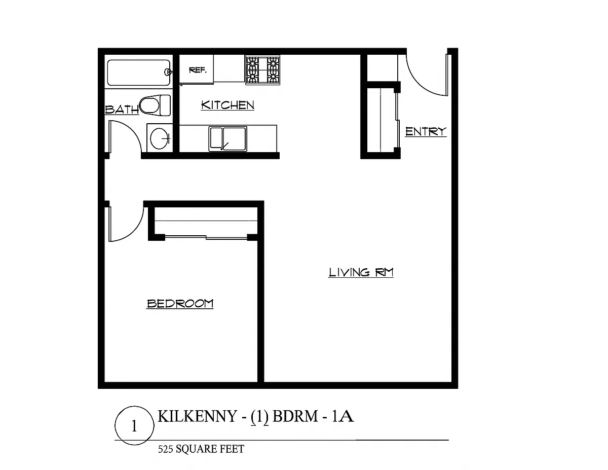 Floor plan One Bedroom 1A