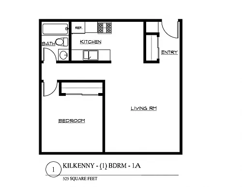 Floor plan One Bedroom 1A