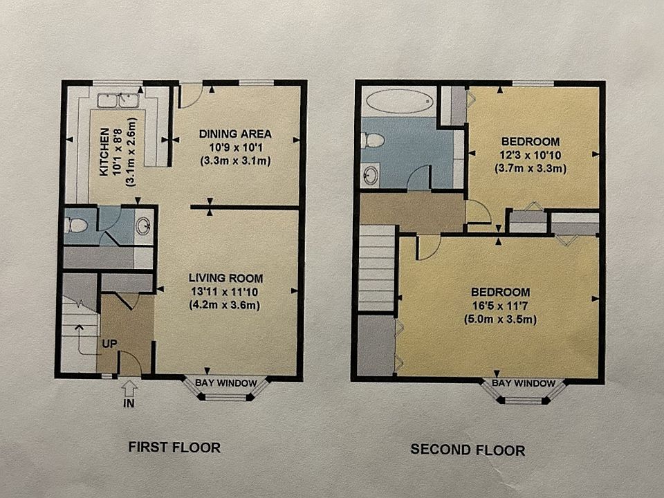 Two bedroom floor plan. Floor plans are closest approximations; layout and orientation may vary.