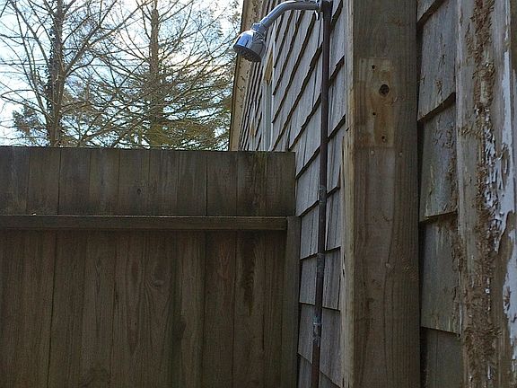 Outdoor shower. Great for using after a quick bike to the b