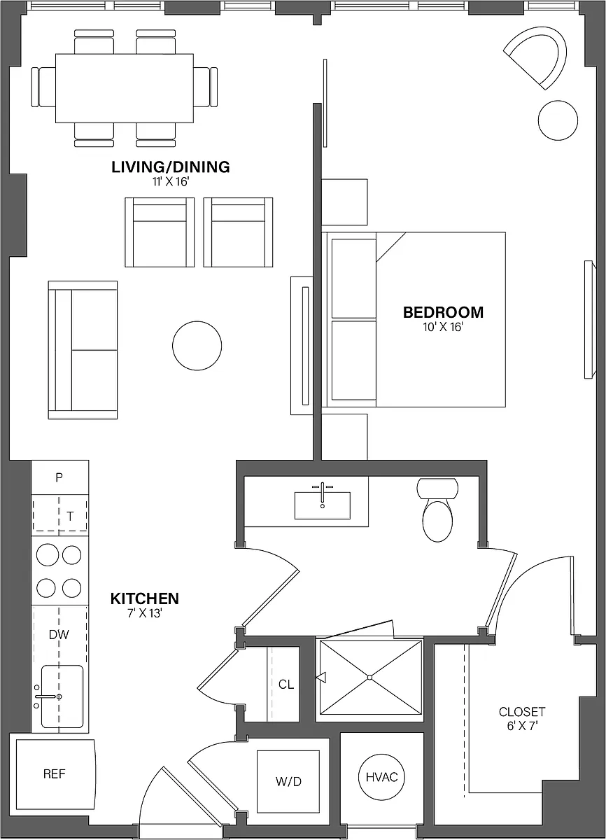Floor plan 1 Bed/1 Bath-A1