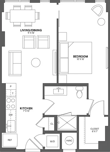 Floor plan 1 Bed/1 Bath-A1