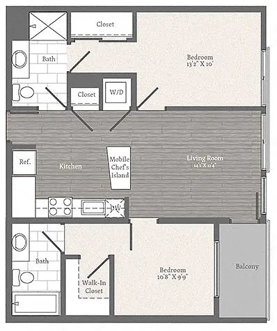 Floor plan Calvert 2 BD 2 BA