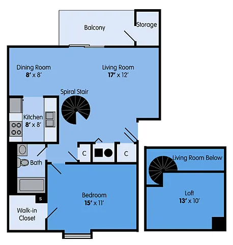 Floor plan 1 bed 1 bath loft reno wbloftr - Ash