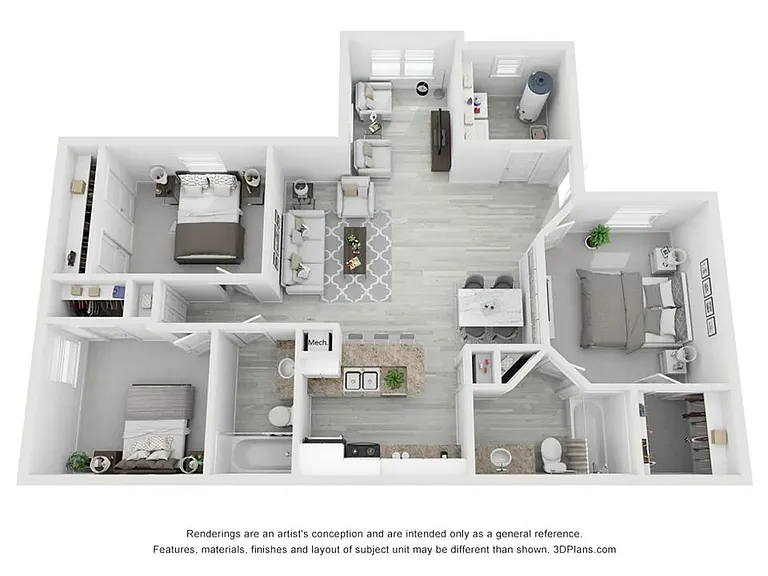 A photo of our 3x2 floor plan, The Madison.