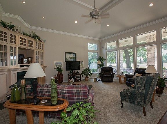 Wall of windows provide natural light