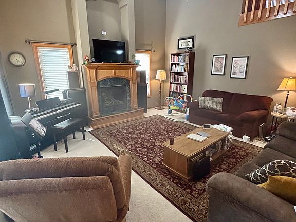 Large living room with gas fireplace