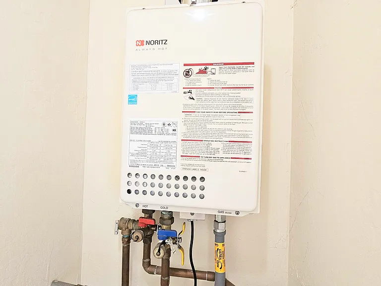 Tankless water heater (located in the storage closet off the smaller balcony)