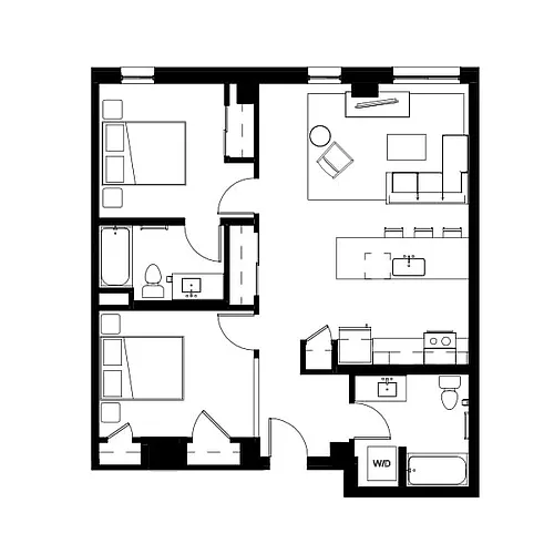 Floor plan Two Bed Two Bath 5