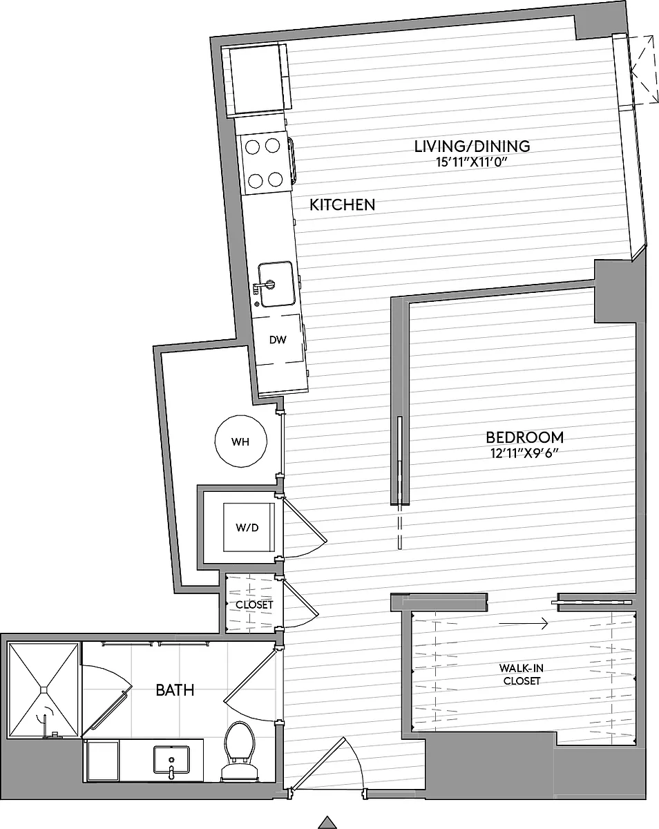 Floor plan Jr-1-Bed-1-Bath-A11