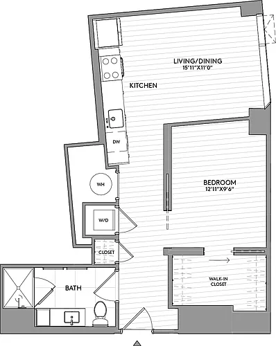 Floor plan Jr-1-Bed-1-Bath-A11