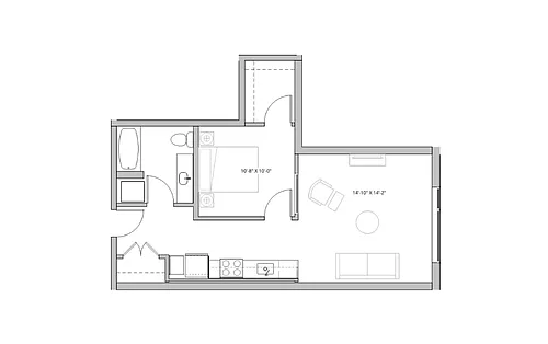 Floor plan Open 1x1 - B4