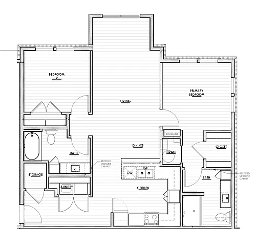 Floor plan Two bedroom 60% PBV