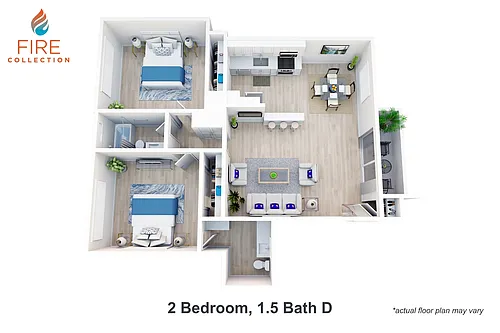 Floor plan 2 Bedroom, 1.5 Bath