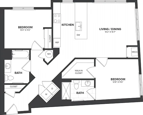 Floor plan 2 Bed/2 Bath-B5