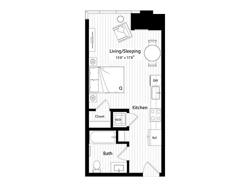 Floor plan HS7 | Studio | 1 Bath