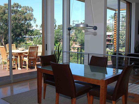 Indoor/Outdoor Eating Areas Blend together with Retracting Glass Walls