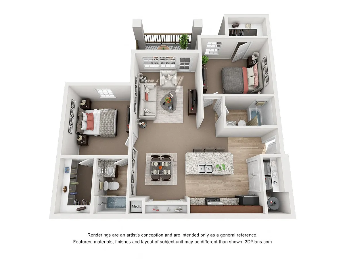 Floor plan Two Bedroom Two Bath