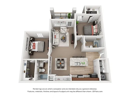 Floor plan Two Bedroom Two Bath