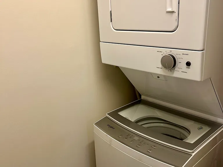 Full size stackable washer and dryer.
